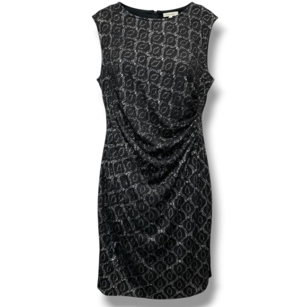 Chaus Women’s Black Lace Overlay Sleeveless Ruched Sheath Dress – Size XL