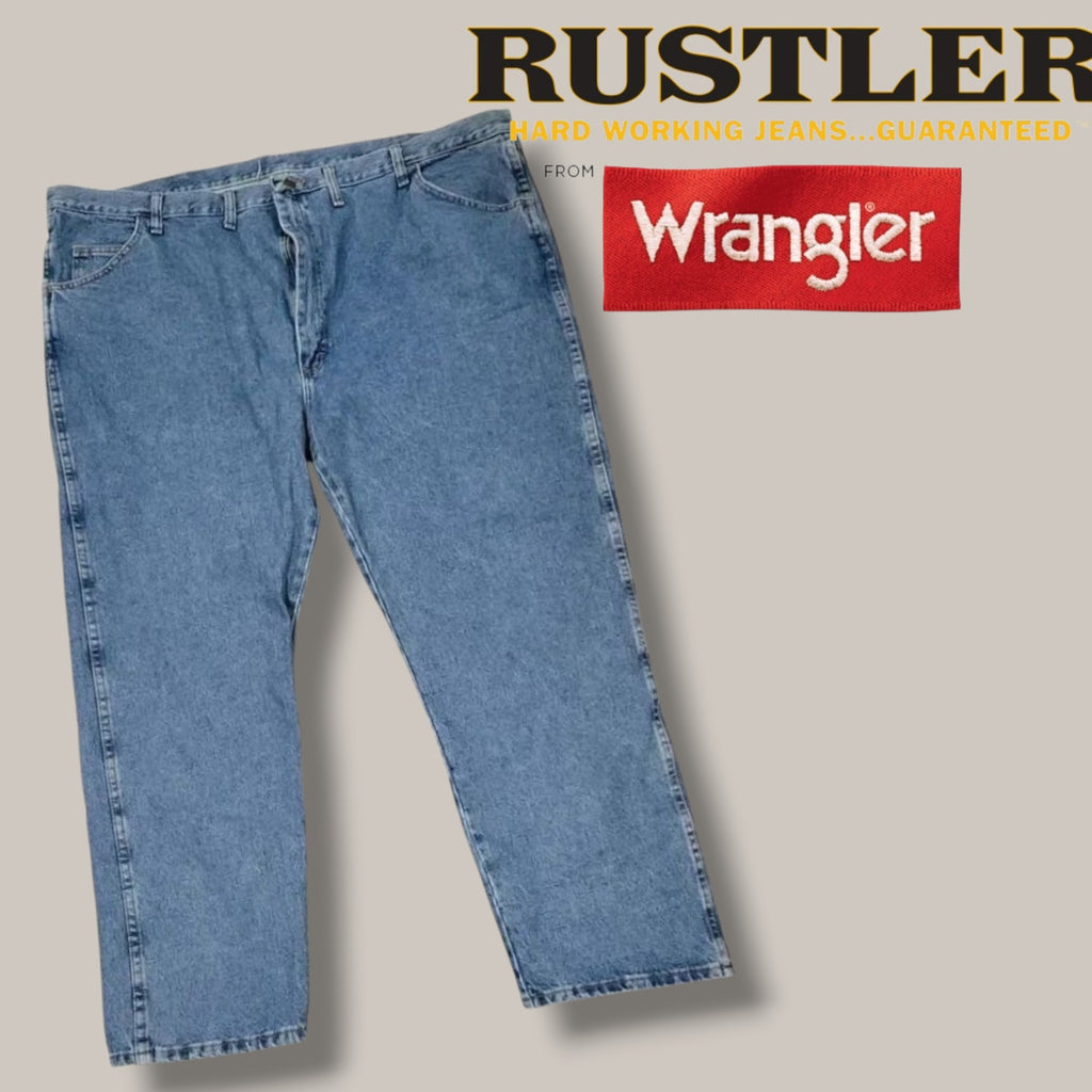 Rustler Advantage men's blue heavy weight denim regular fit straight leg jeans