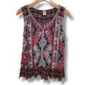 Bila women's Geometric Paisley Embroidered Split Neck Tank Top