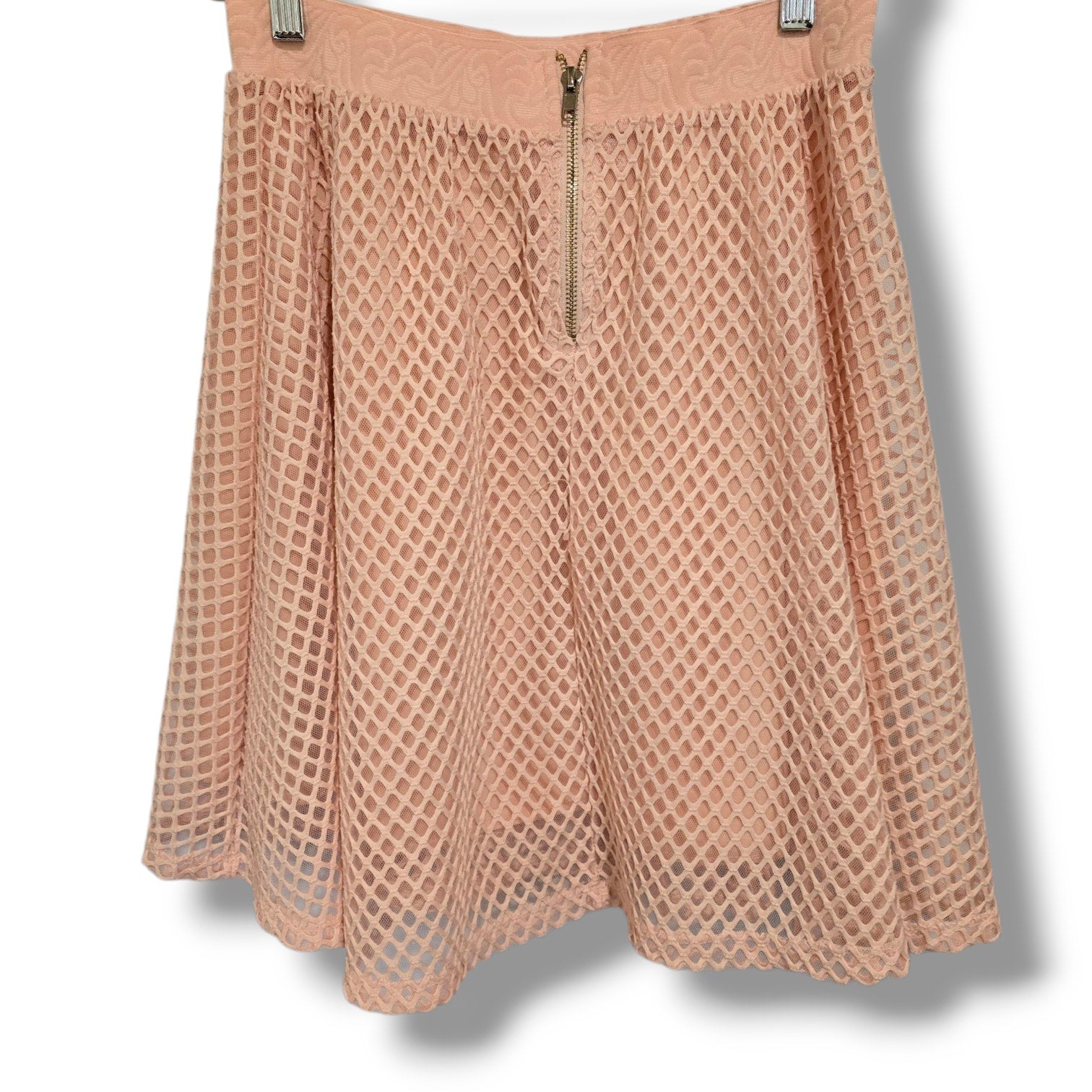 Metro Wear Dusty Pink Crochet Lace Skater Skirt Petite Small Feminine Flowy