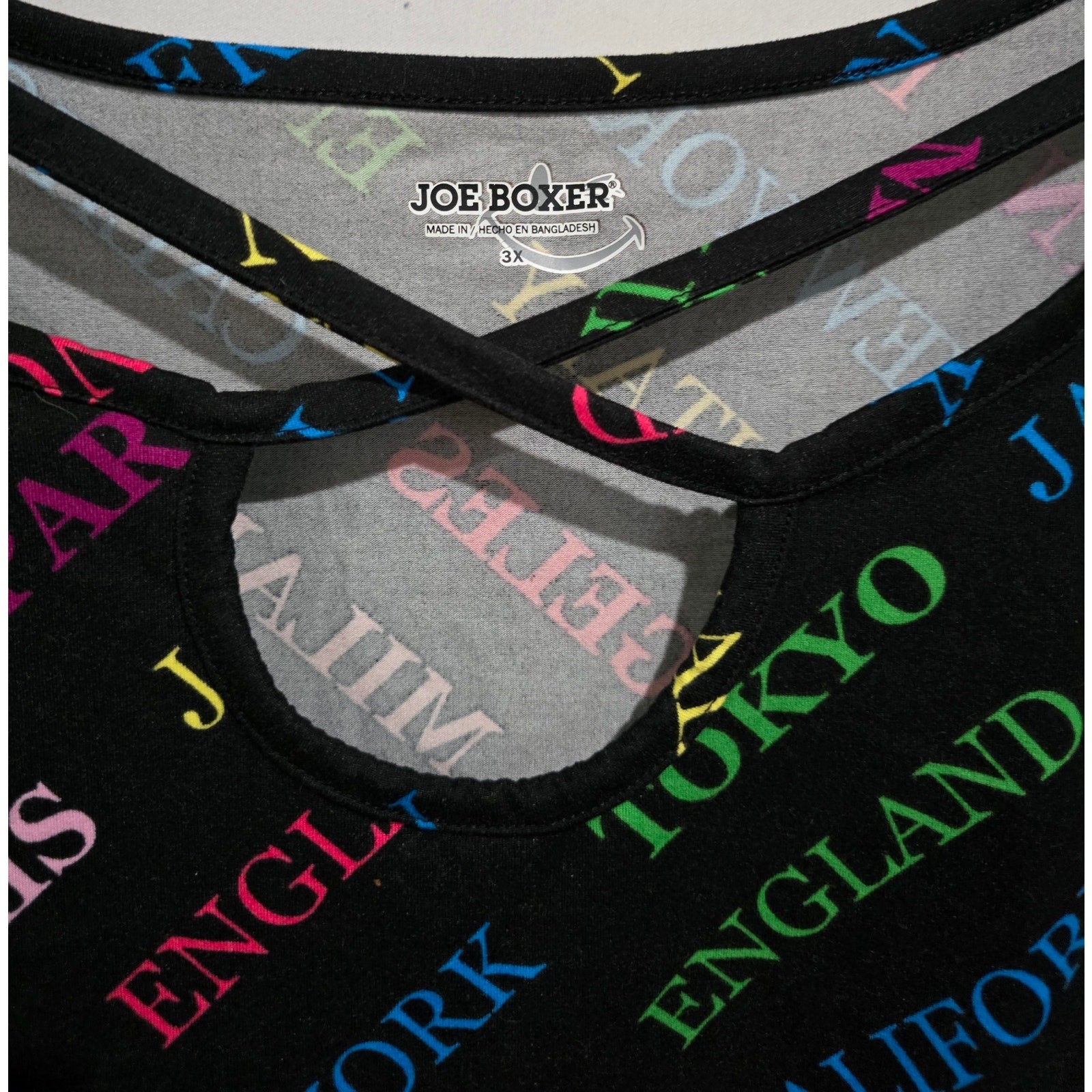 Joe Boxer Women’s plus size Multicolor City Print Crisscross Neck Top – Size 3X