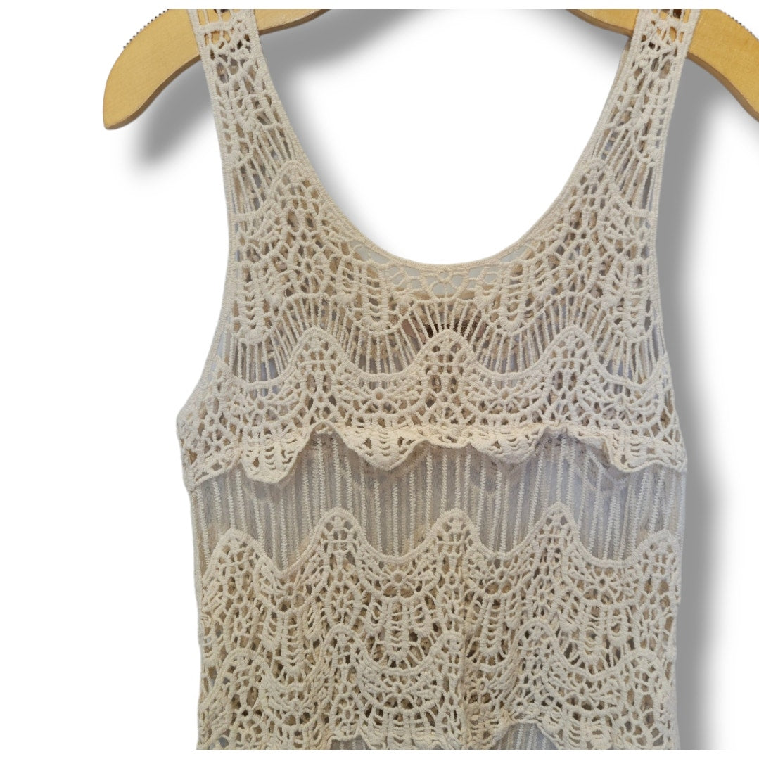 Forever 21 Contemporary Beige Crochet Sleeveless Top – Size XS