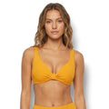 Shade & Shore Ribbed Mustard Yellow Underwire Bikini Top – 34D NWT
