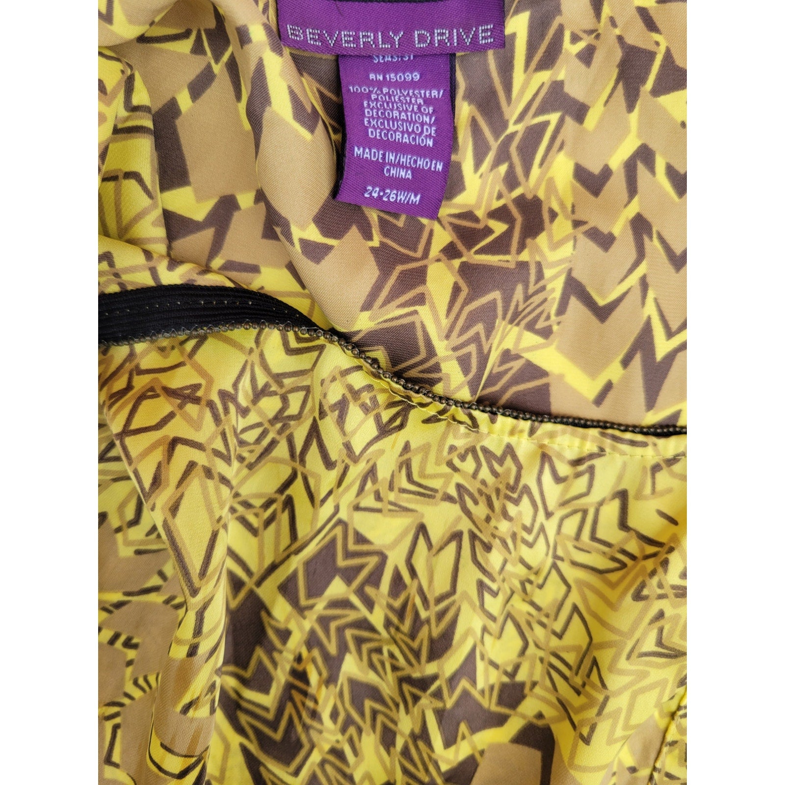 Beverly Drive Women’s Plus Size Yellow & Brown Sleeveless Tank Blouse- 24w/26w