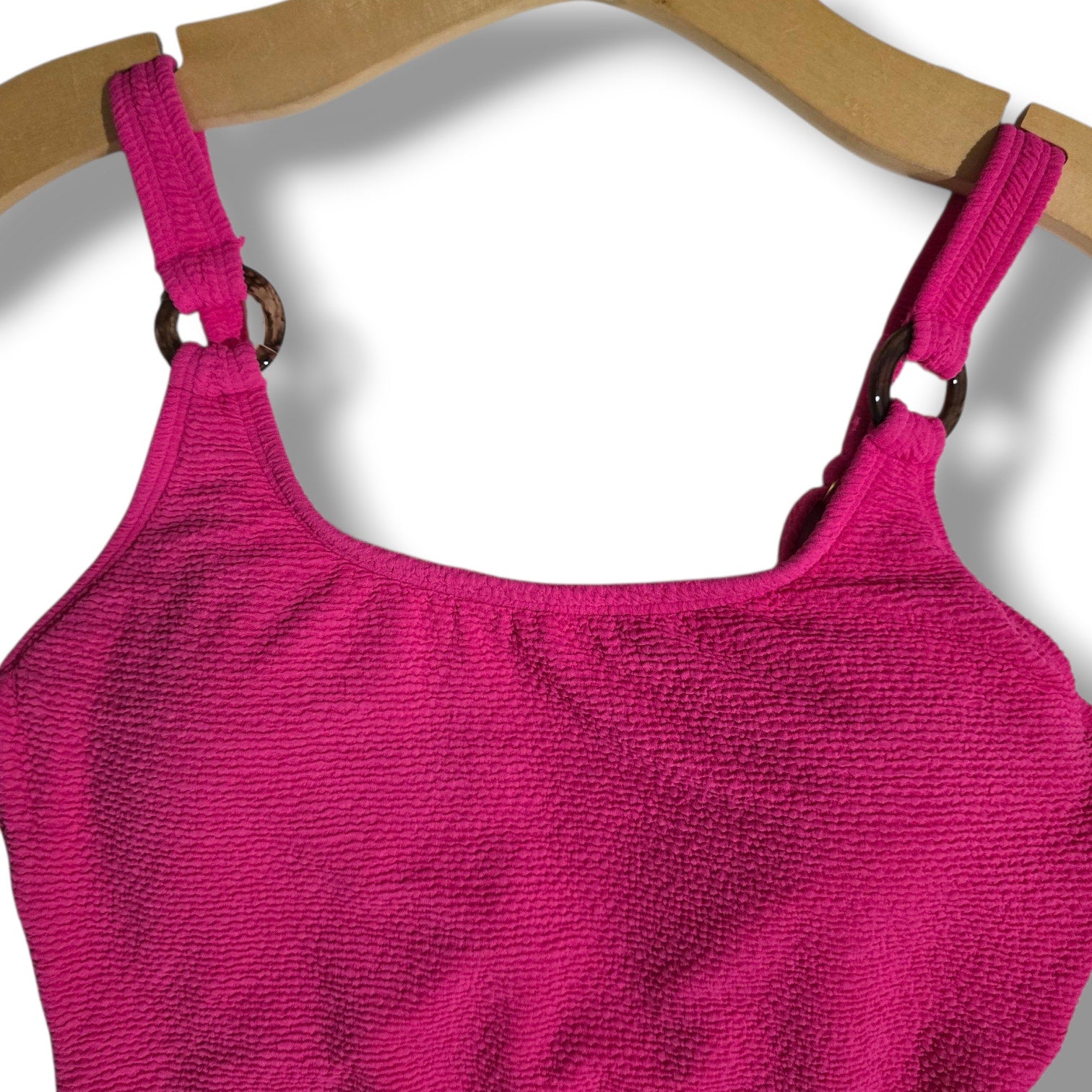Shade & Shore Women’s Hot Pink Textured One-Piece Swimsuit – Size S (4–6)