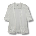 Weekends by Chico's White Open Crochet Knit Cardigan
