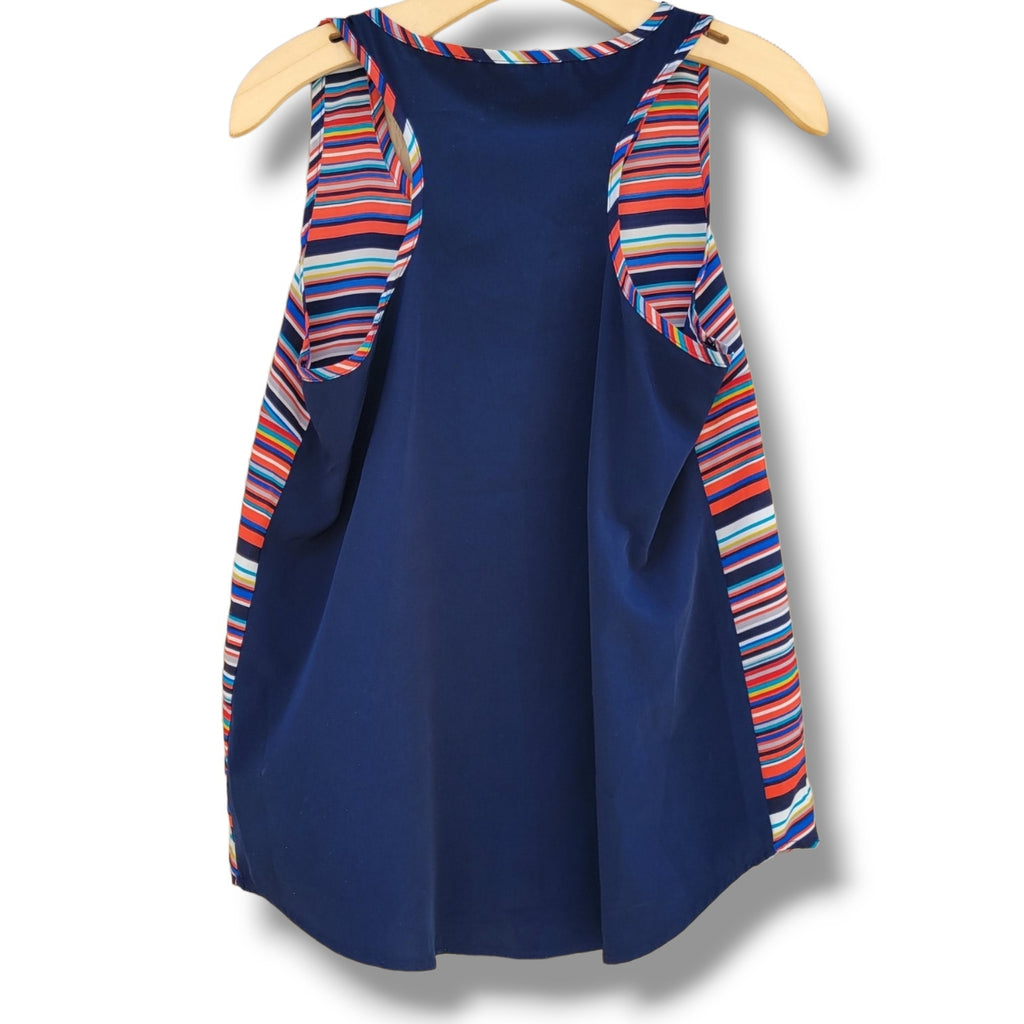 Olive & Oak Women’s Colorful Striped Sleeveless Blouse Small