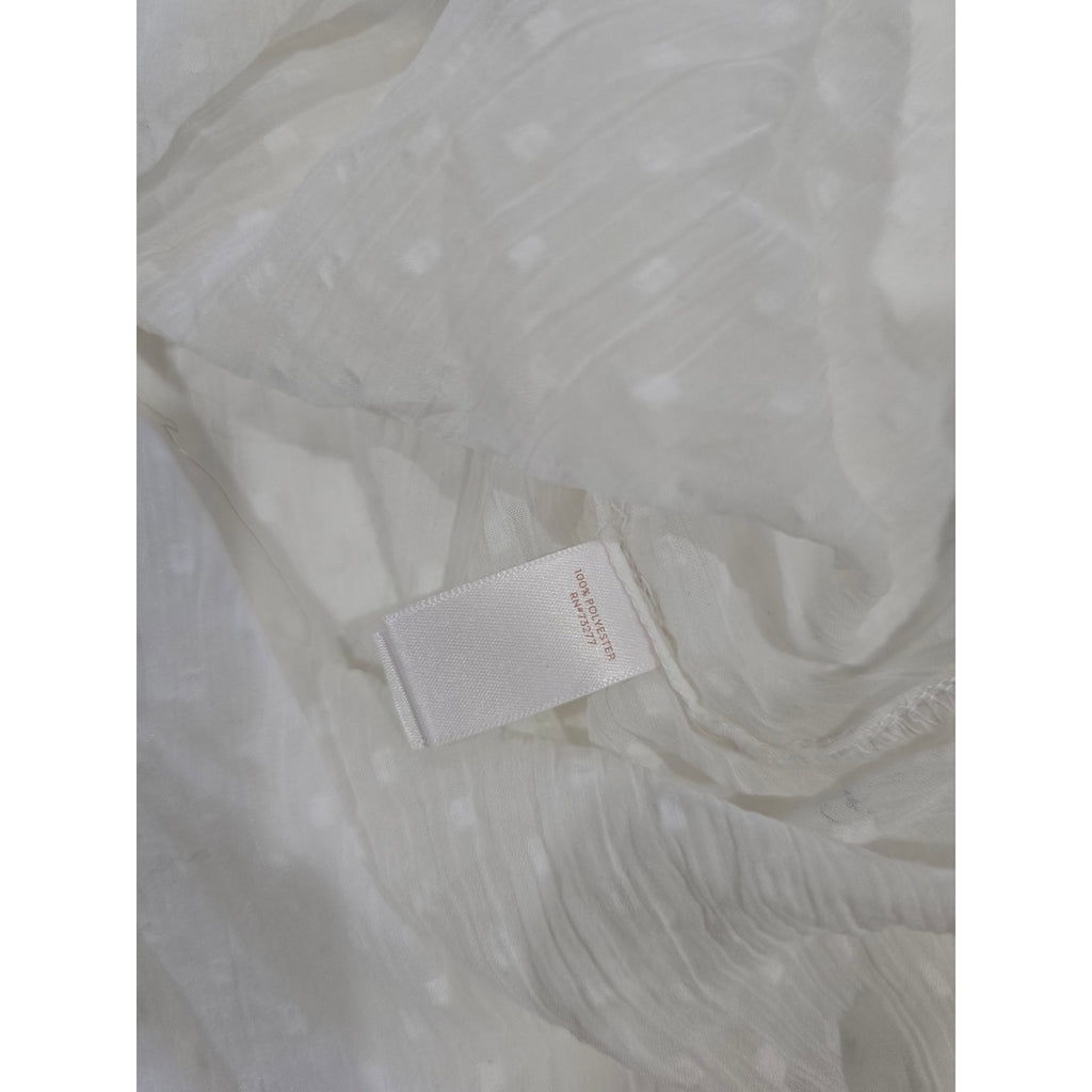 LC Lauren Conrad Women’s White Eyelet Embroidered Peasant Blouse Size Medium