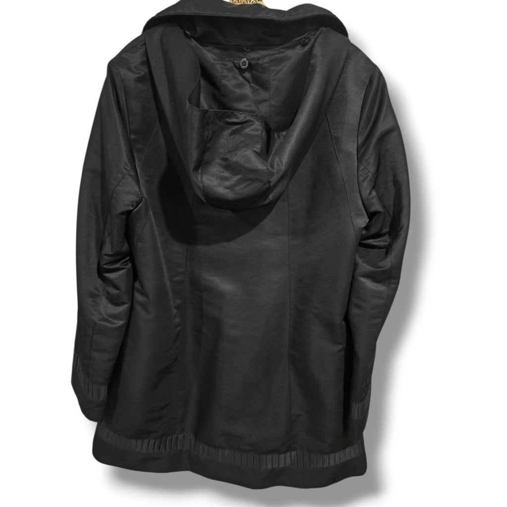 Jones New York Women’s Black Zip-Front Coat with Detachable Hood – Size Large