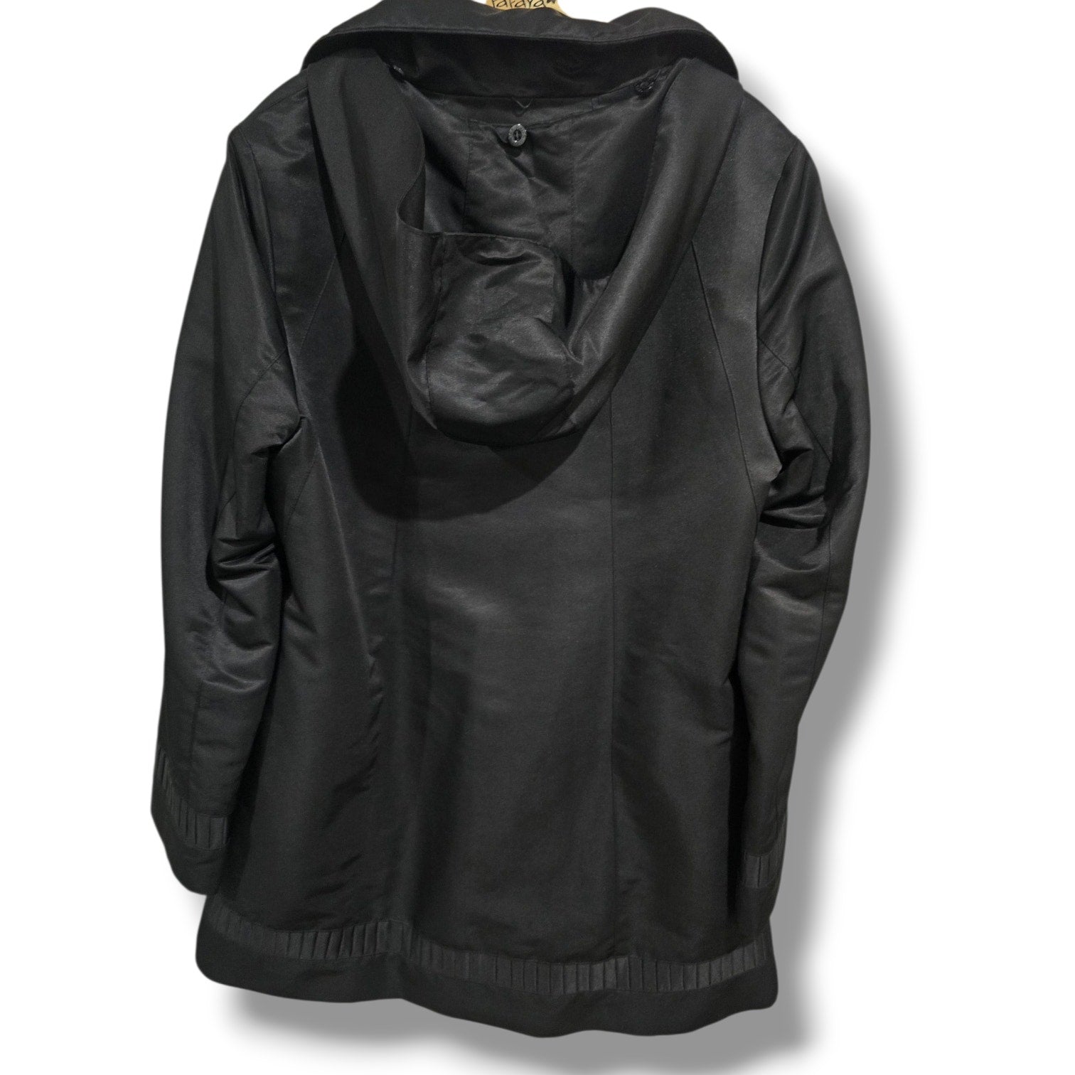 Jones New York Women’s Black Zip-Front Coat with Detachable Hood – Size Large