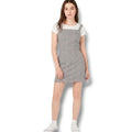 Bebop Gray Plaid Overall Dress Women’s Size L Adjustable Straps Schoolgirl Style