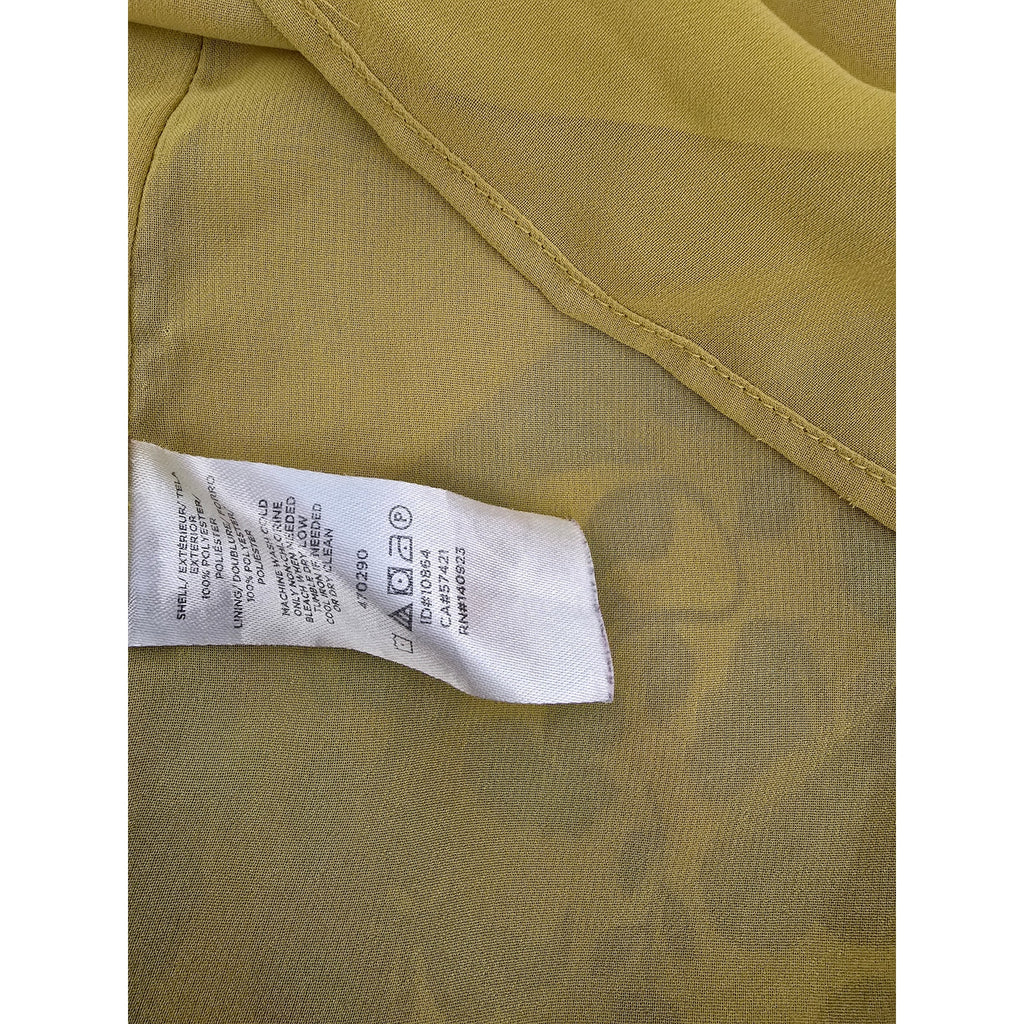 Ann Taylor Factory Women's Size Medium Chartreuse Yellow Black Floral Peplum Top