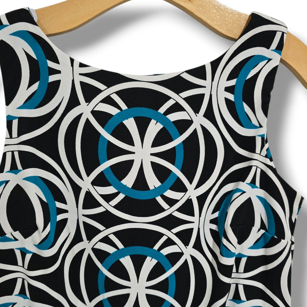 AB Studio Women’s Geometric Circle Print Sleeveless Sheath Dress – Size 6