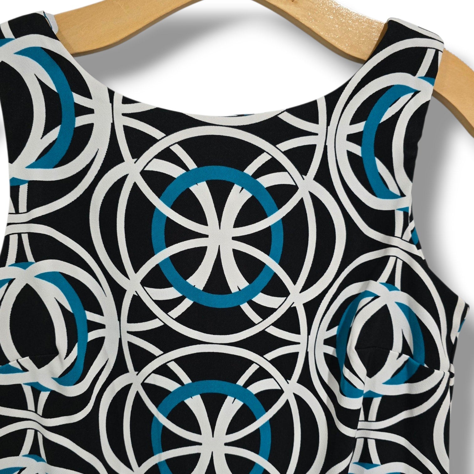 AB Studio Women’s Geometric Circle Print Sleeveless Sheath Dress – Size 6