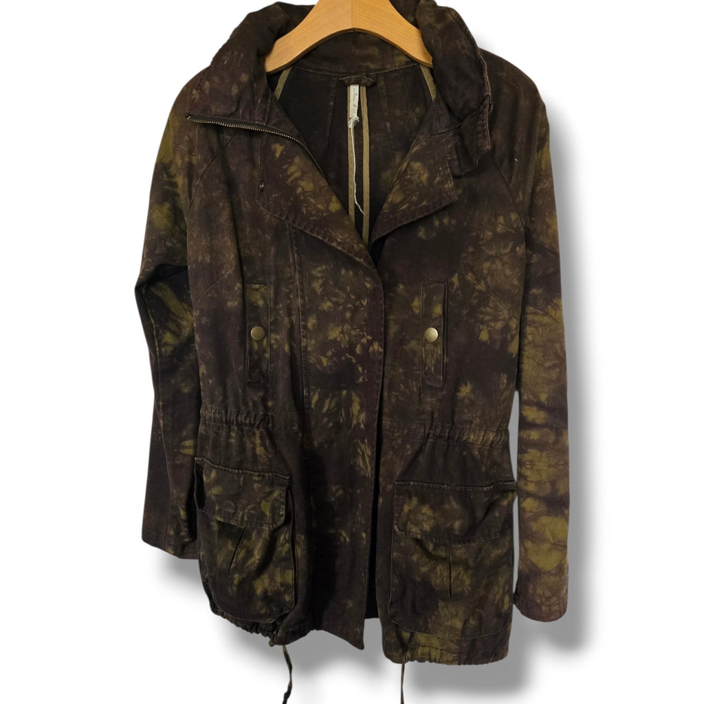 Willow & Clay Brown Tie-Dye Utility Cargo Jacket – XS