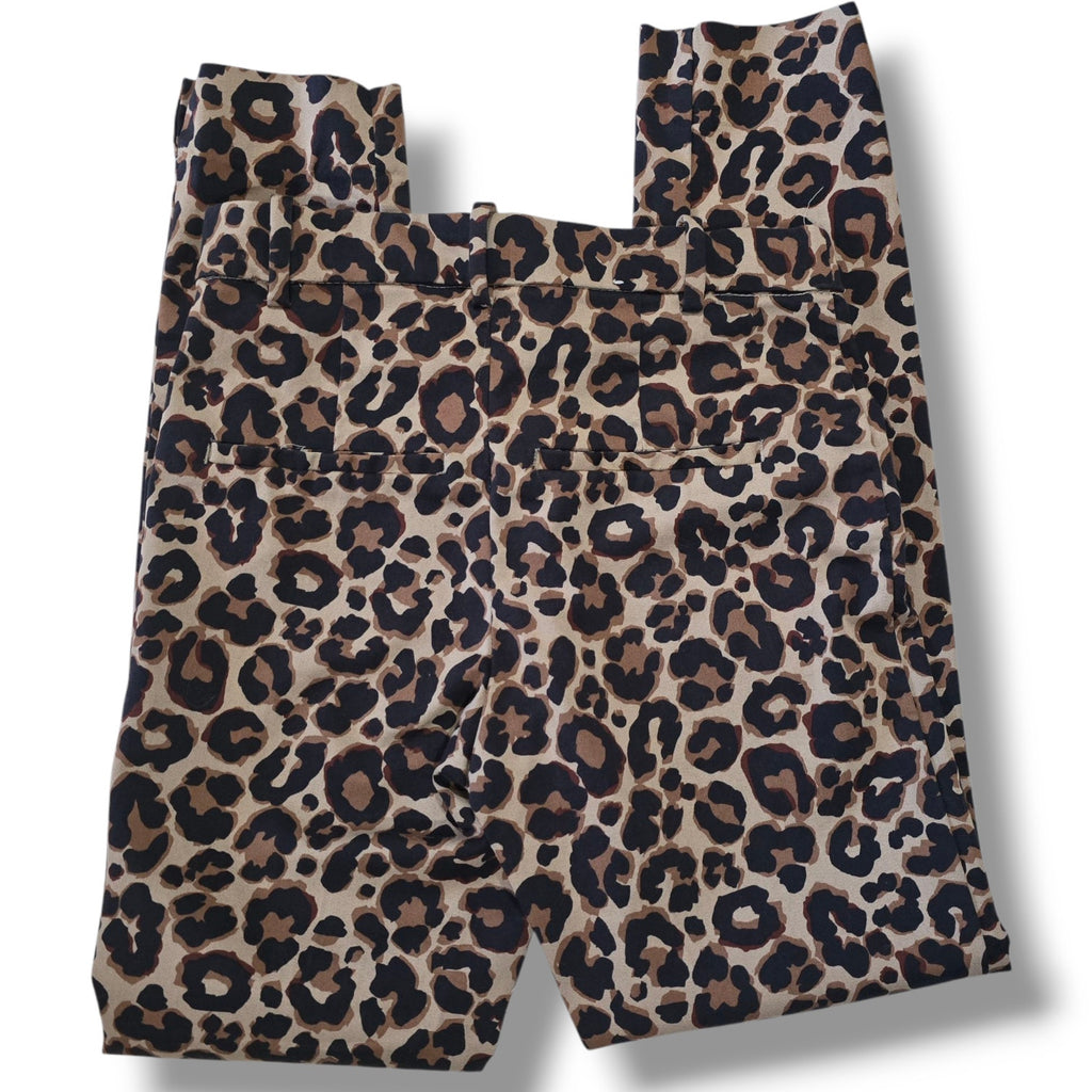H&M women's brown animal leopard print skinny fit pants - size 2