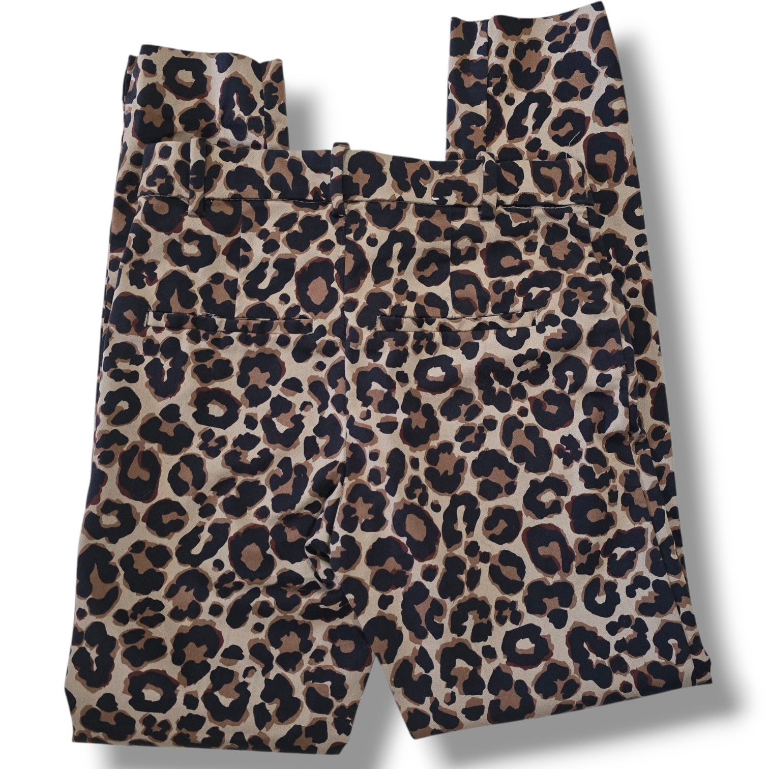 H&M women's brown animal leopard print skinny fit pants - size 2