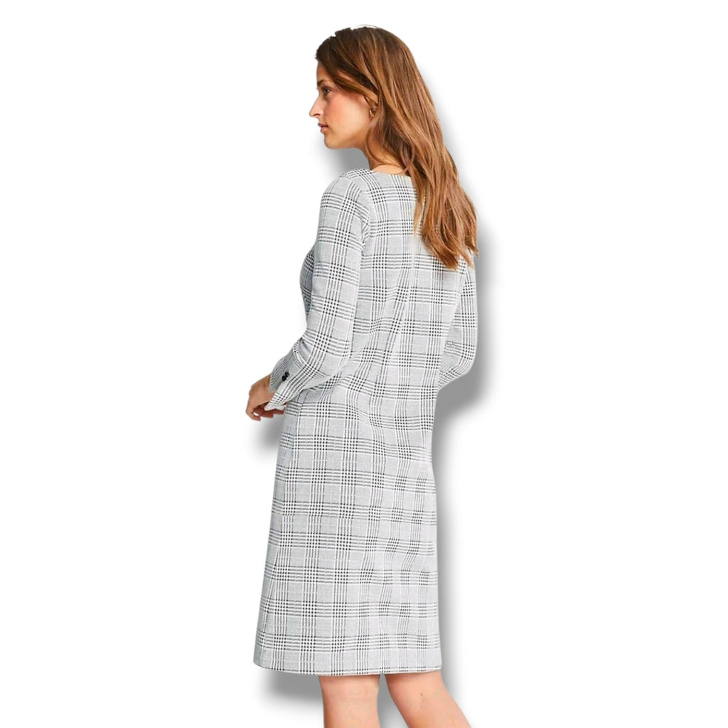 Ann Taylor Women's Size 4 Gray Black Glen Plaid Glen Check Shift Dress
