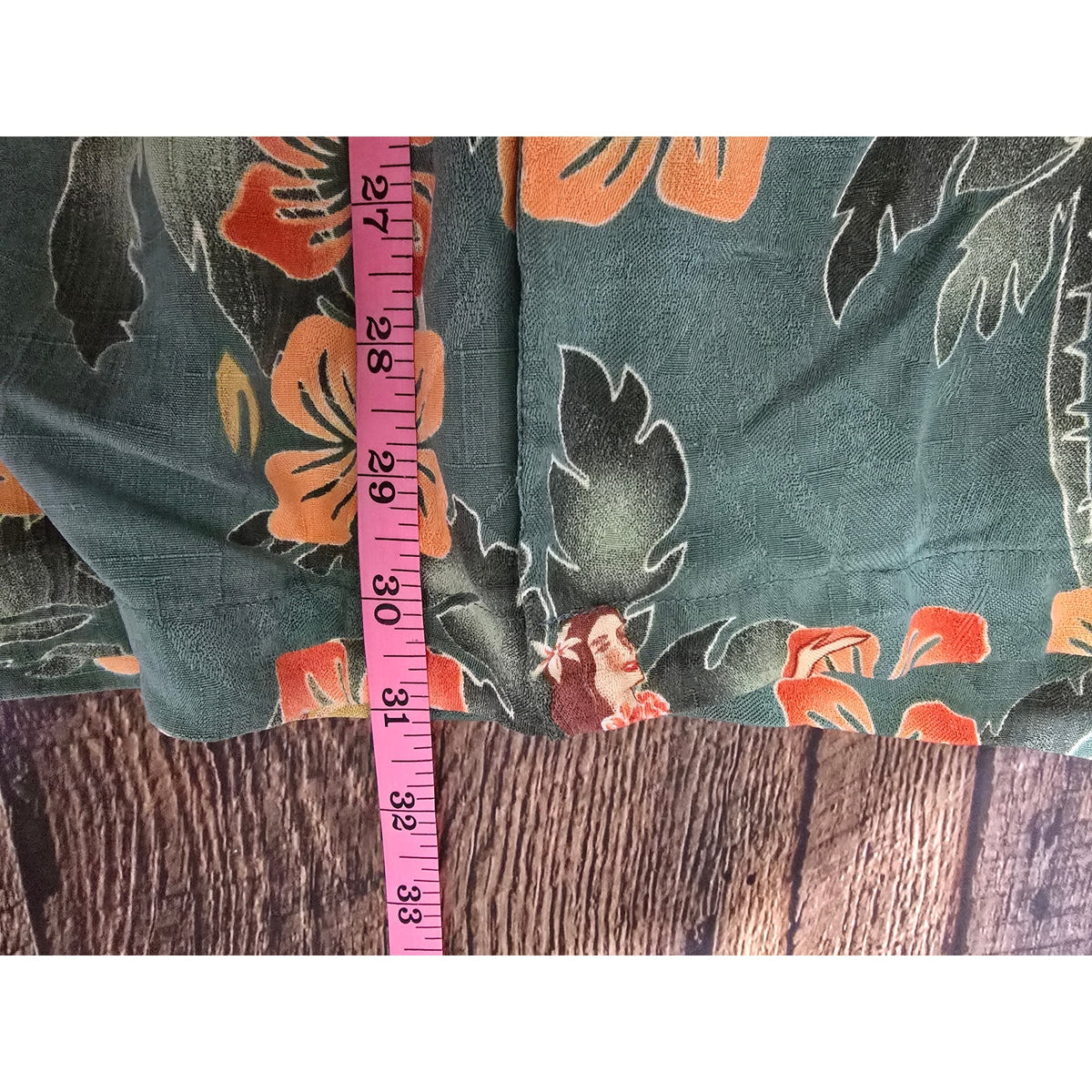 Montego Mon 100% Silk Green Hula Girl Tropical Hawaiian Camp Shirt XXL
