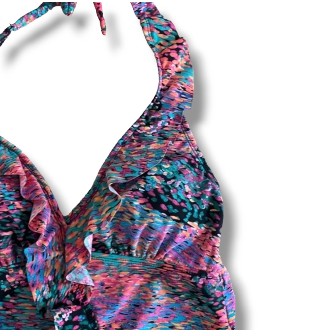 Spanx Love Your Assets Sara Blakely Women’s Ruffled Halter Tankini Swim Top Small
