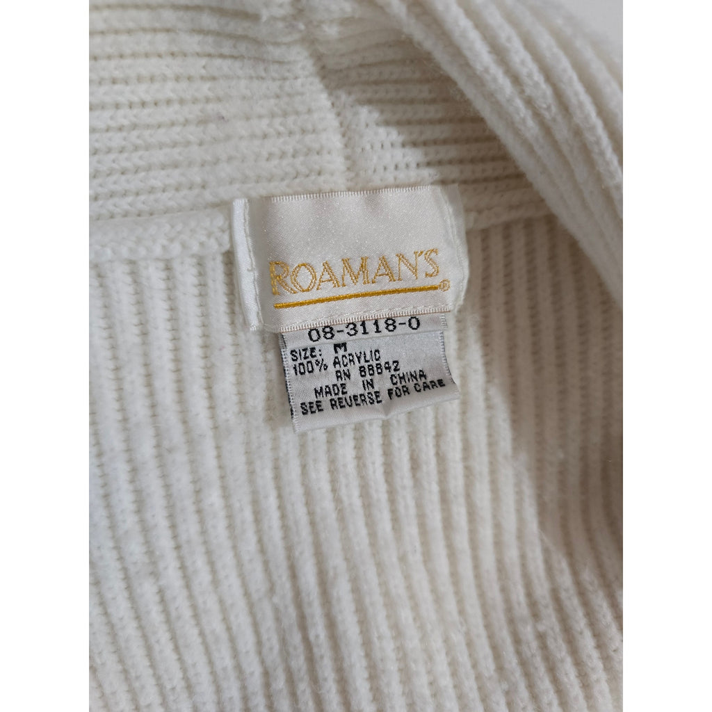Roaman’s Women’s Vintage Cream Open Front Ribbed Cardigan - Size Medium