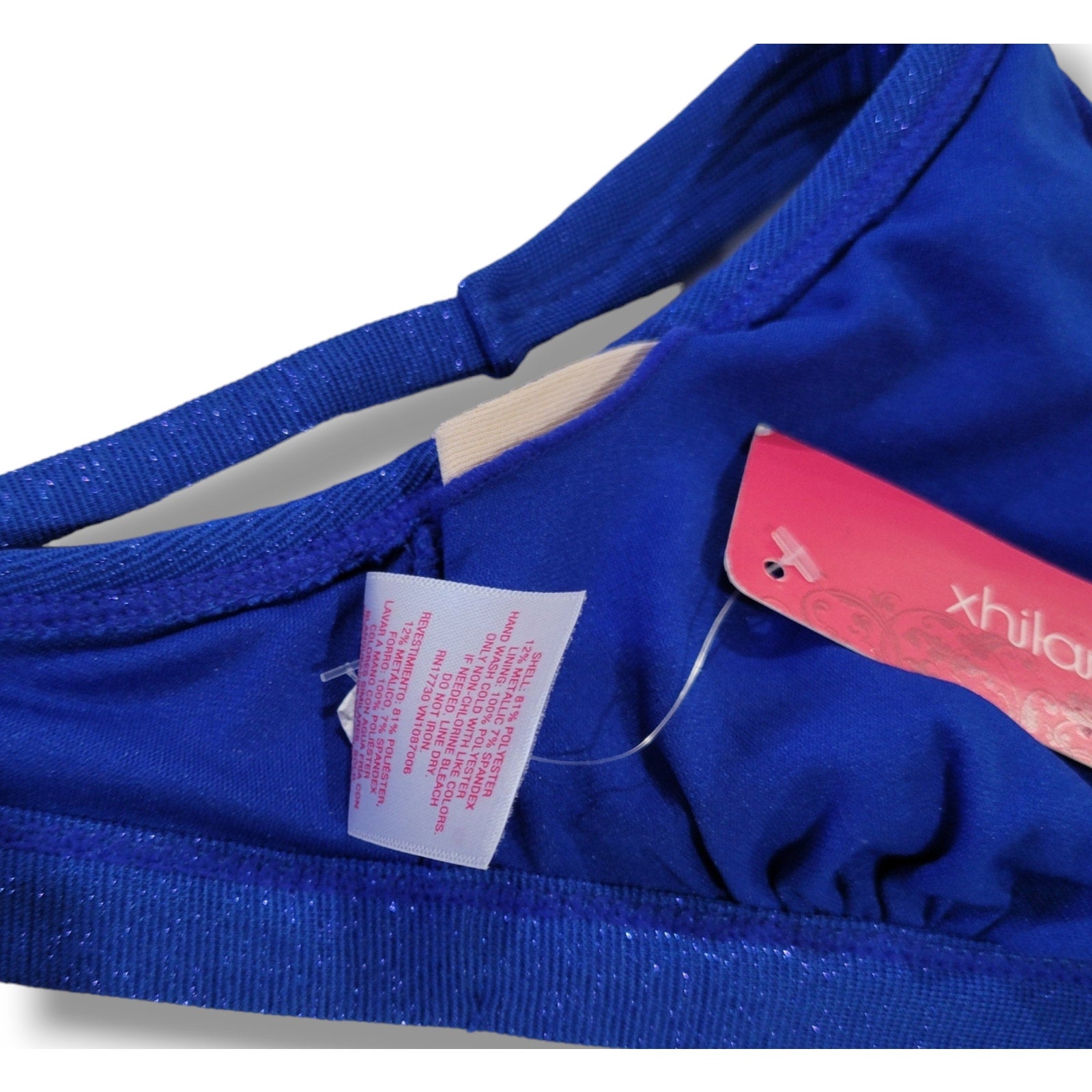 Xhilaration Juniors’ Blue Metallic Bralette Bikini Top – XS, Spandex Blend, New