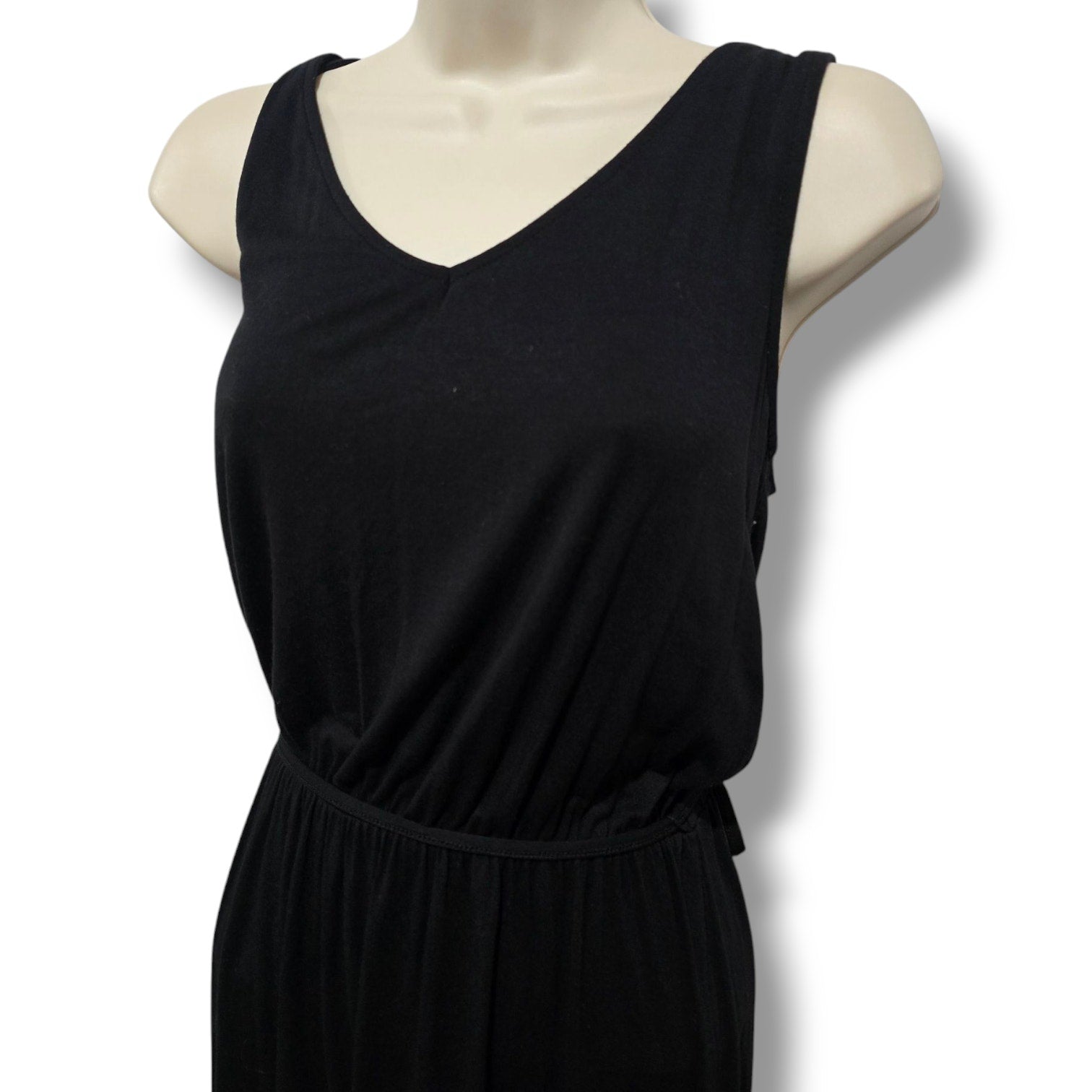 Merona Black Sleeveless V-Neck Belted Midi Dress – XS Gently Used