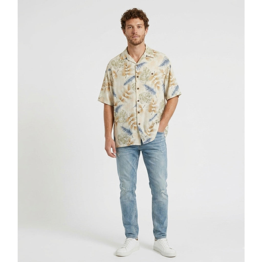 Campia Moda Men’s Tropical Hawaiian Print Button-Up Shirt Medium Rayon