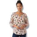 Apt. 9 Womens Large Multicolor Floral Quarter Button Long Sleeve Pullover Blouse