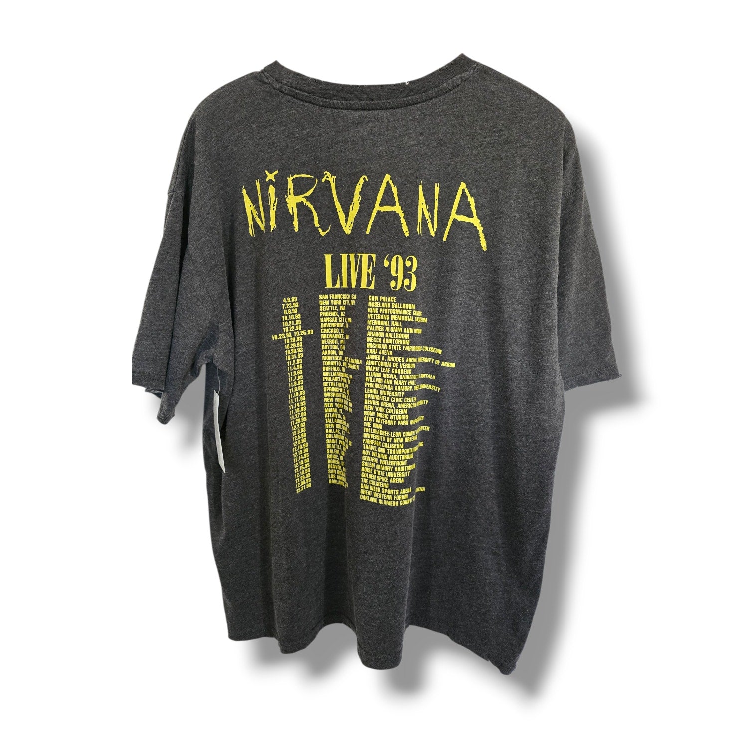 Nirvana "Live '93" Smiley Face Graphic Distressed T-Shirt