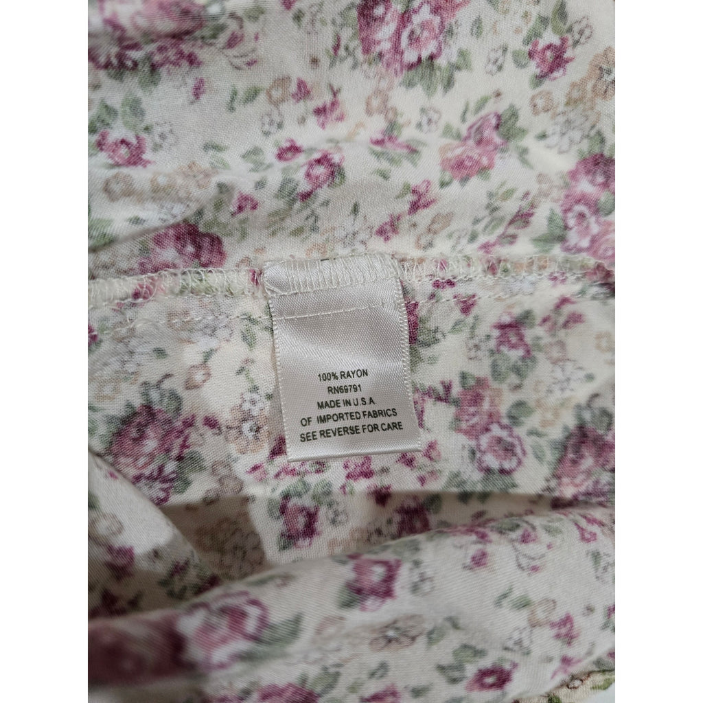 Dressbarn Woman Floral Lace Trim Puff Sleeve Blouse – Size 18/20 Made in USA