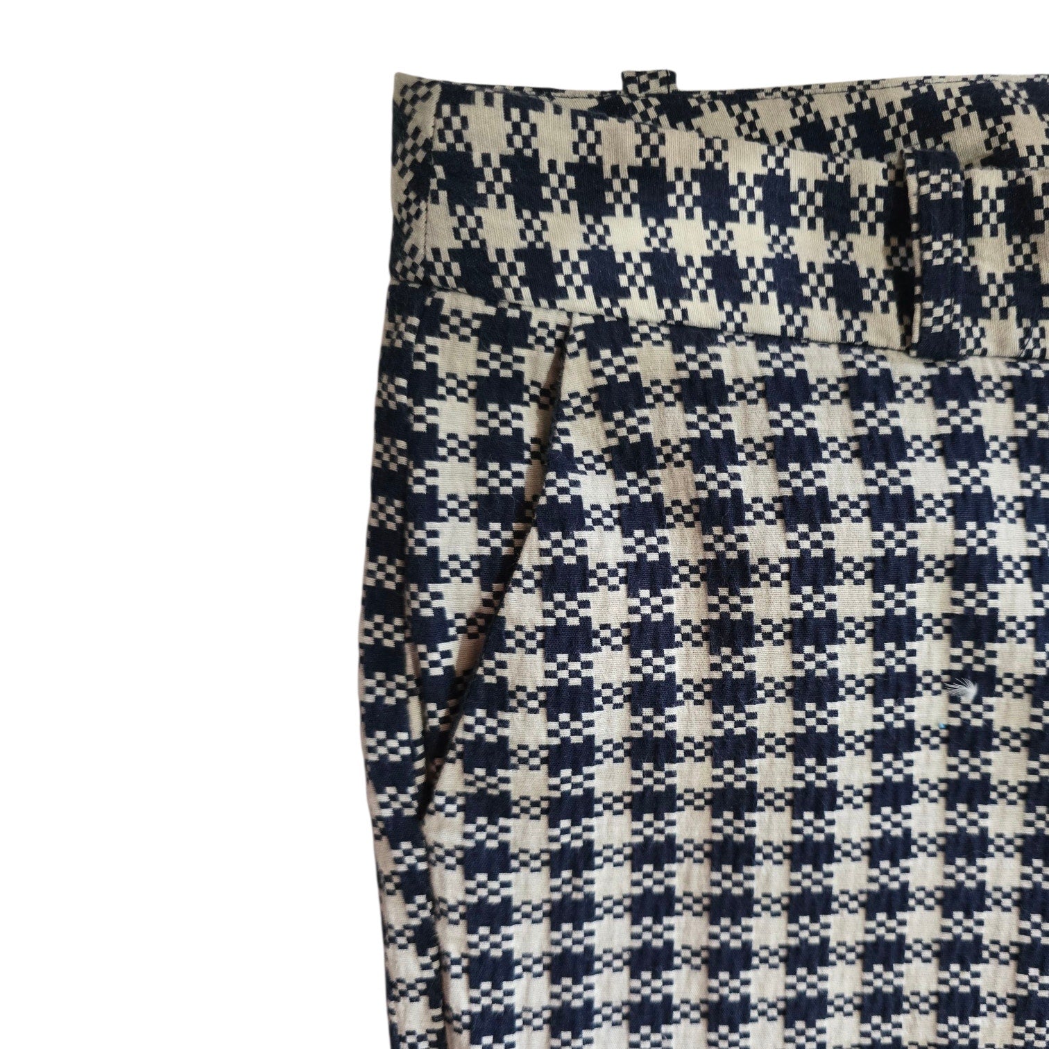 Topshop Women’s Blue White Houndstooth Cropped Pants Size 6