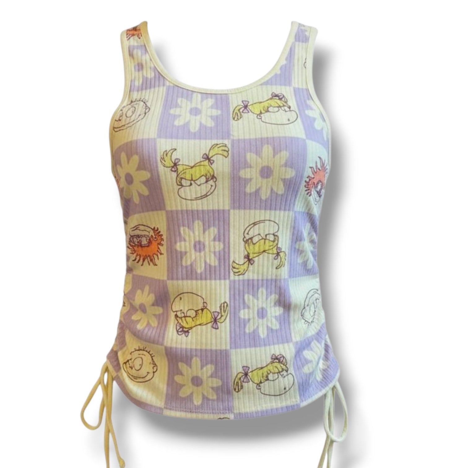 Nickelodeon Women’s Rugrats Graphic Ruched Tank Top - Yellow & Purple, New