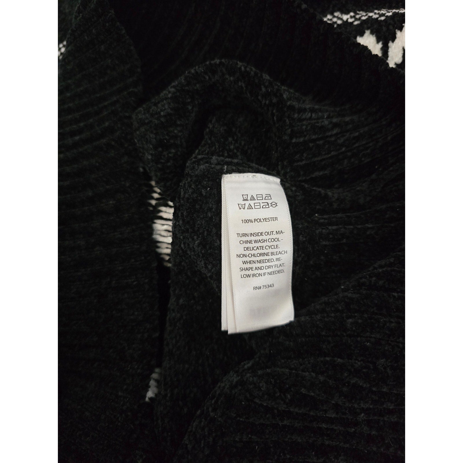 Christian Siriano New York Women's Black Chenille Fair Isle Mock Neck Sweater