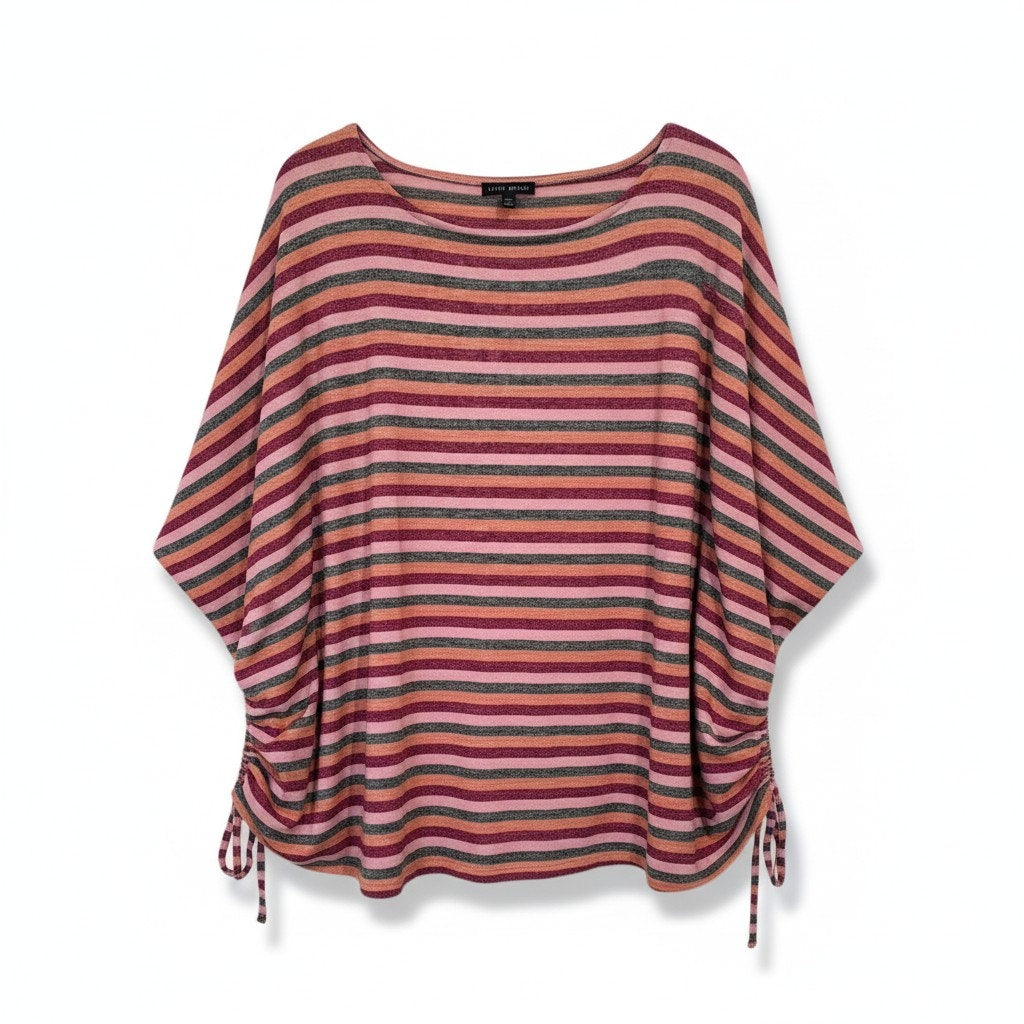 Lane Bryant Pink & Orange Striped Ruched Side Pullover Top 18/20