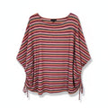 Lane Bryant Pink & Orange Striped Ruched Side Pullover Top 18/20