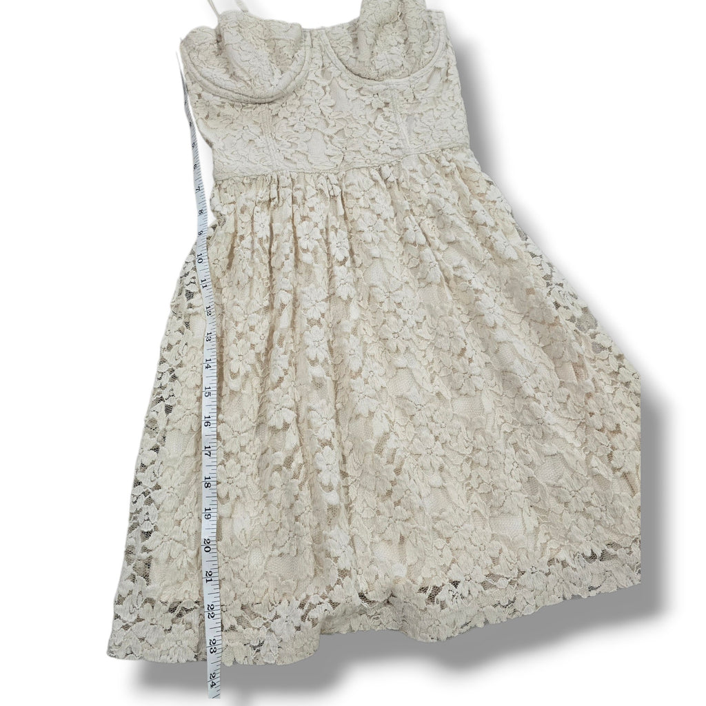 Abercrombie & Fitch Cream Floral Lace Bustier Mini Dress – Small