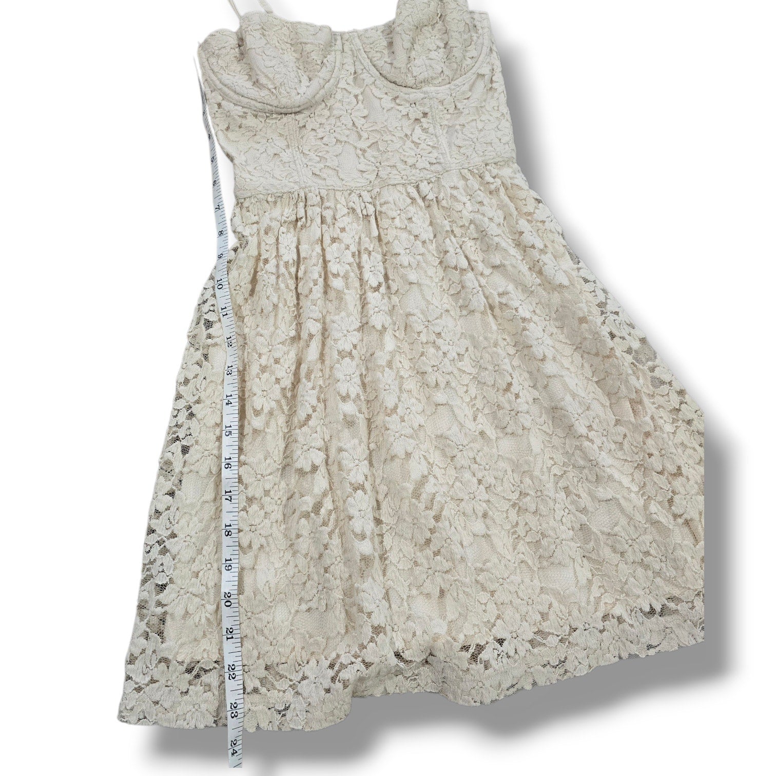 Abercrombie & Fitch Cream Floral Lace Bustier Mini Dress – Small
