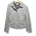 Cabi Women's Size S Light Grey Black Space Dye Asymmetric Zip Knit Jacket