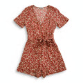 Madewell Women’s Rust Floral V-Neck Romper | Size 0
