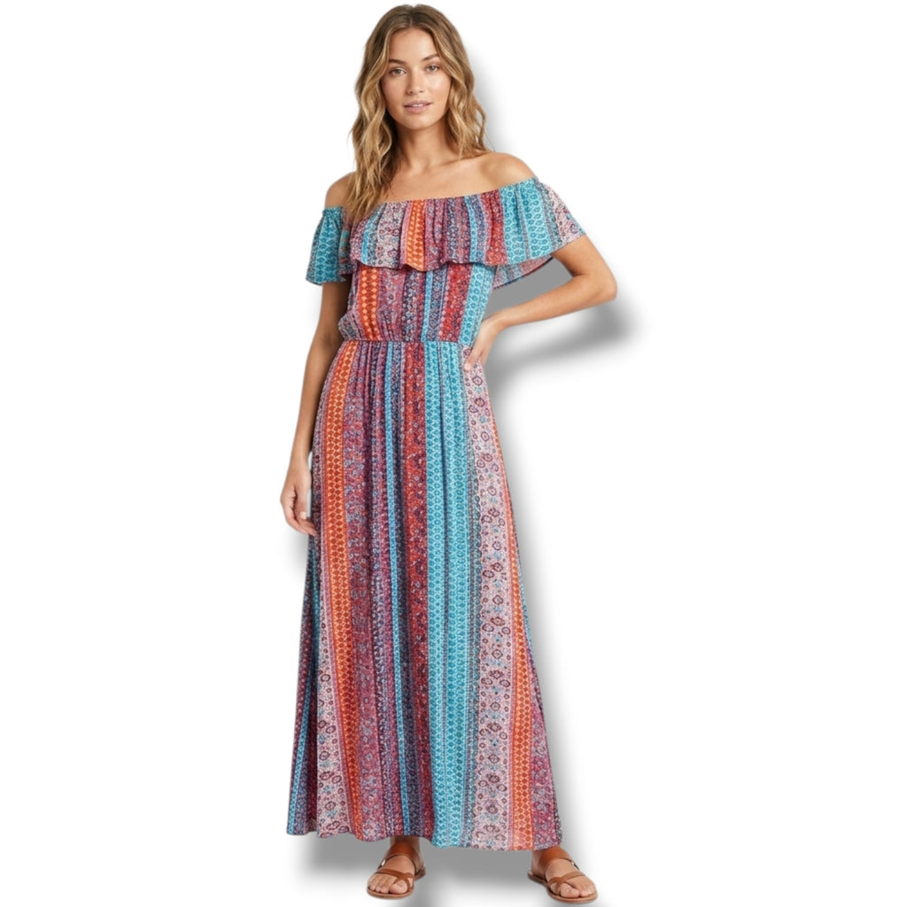 Xhilaration Juniors Multicolor Mixed Print Sleeveless Maxi Dress