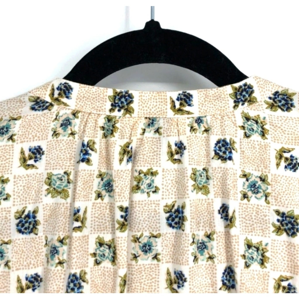 Universal Thread Women's Long Sleeve Balloon Poet Blouse Cream Floral