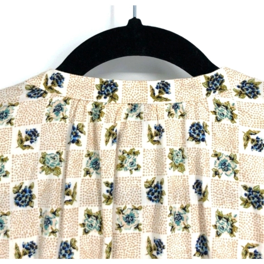 Universal Thread Women's Long Sleeve Balloon Poet Blouse Cream Floral