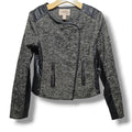 Forever 21 Contemporary women's Herringbone Faux Leather Trim Moto Jacket