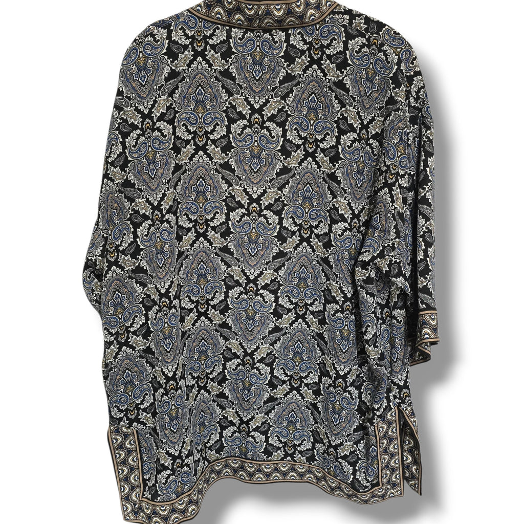 Max Studio Women’s Black Paisley Open Front Cardigan Kimono – Size M