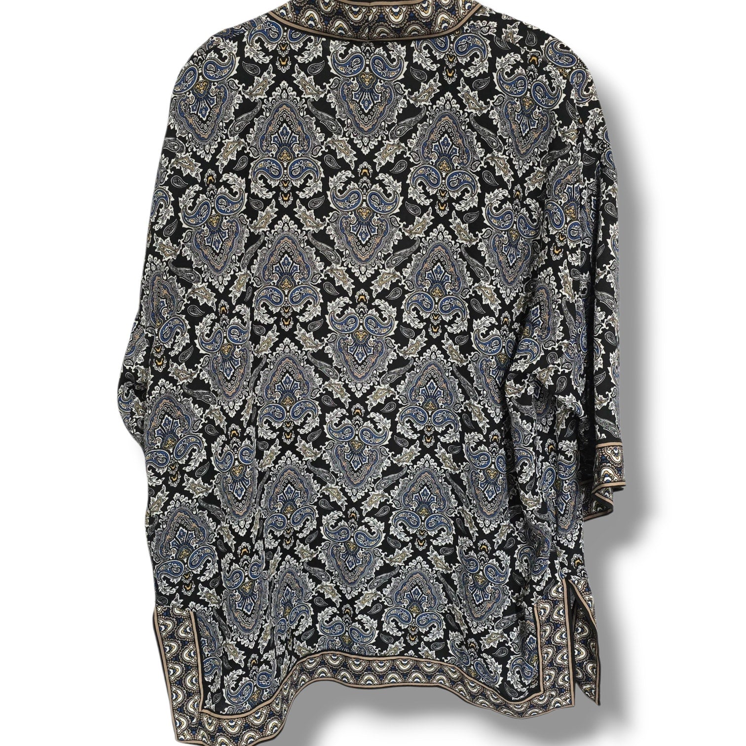 Max Studio Women’s Black Paisley Open Front Cardigan Kimono – Size M