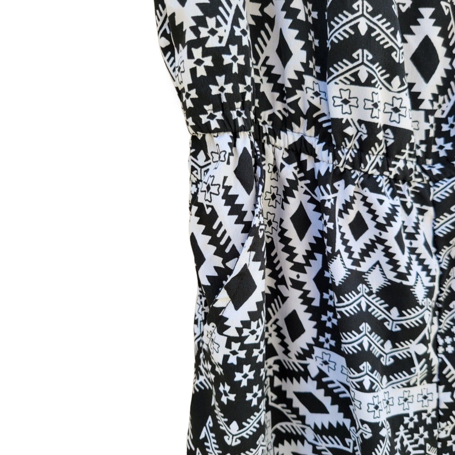Arizona Jean Co Women’s Sleeveless Romper Black White Print Small Polyester