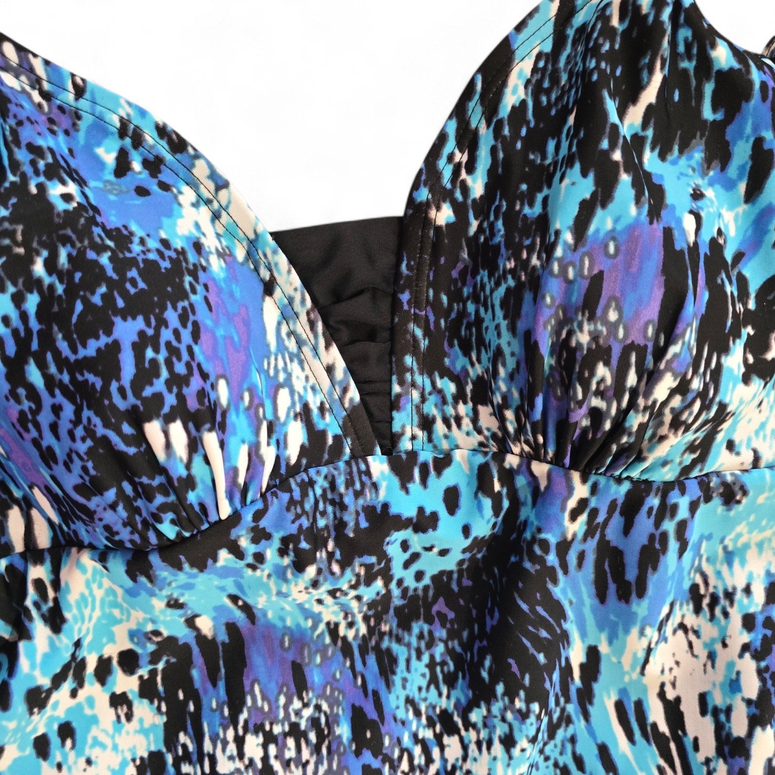 Croft & Barrow Blue Animal Abstract Print Halter Tankini Top Size 12