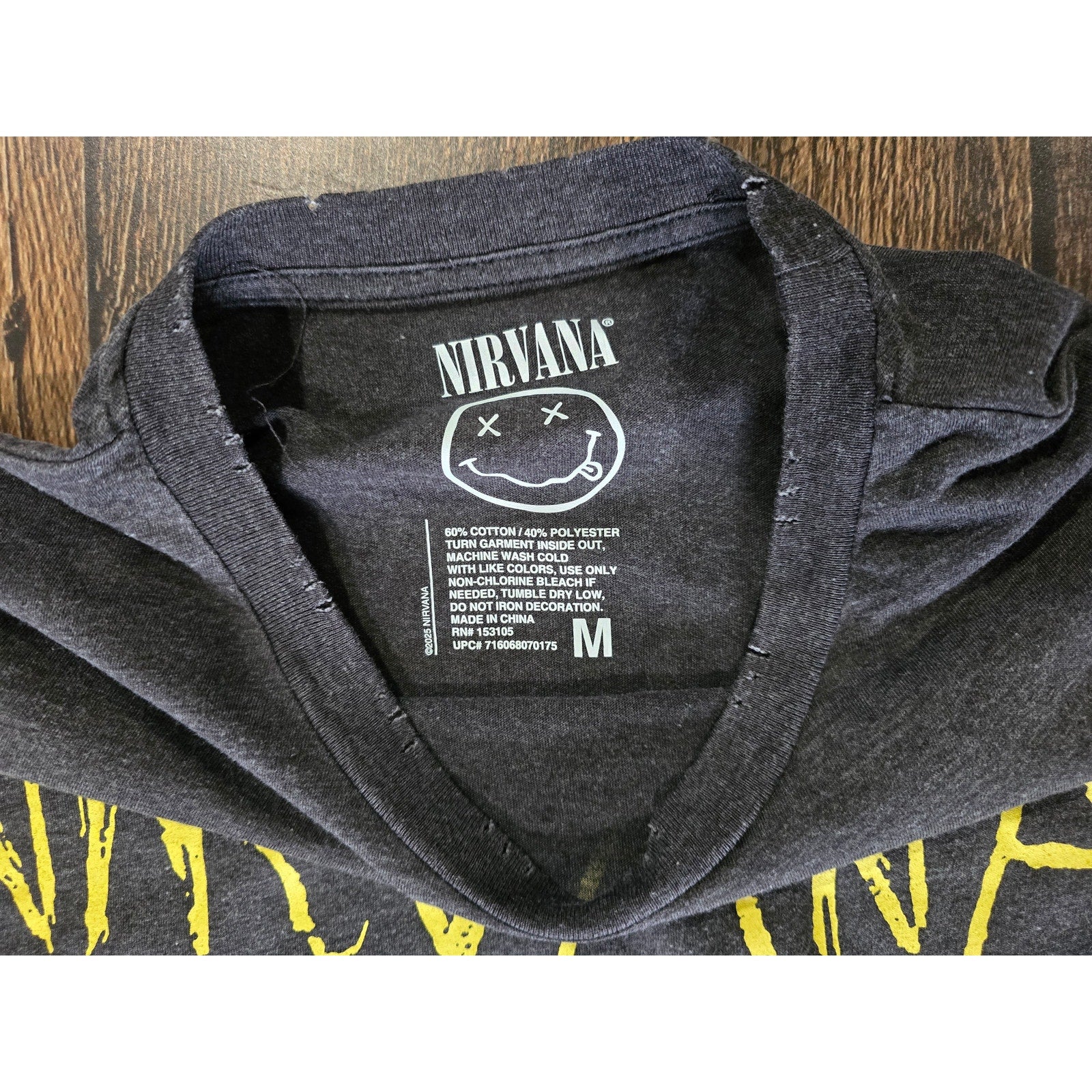 Nirvana "Live '93" Smiley Face Graphic Distressed T-Shirt