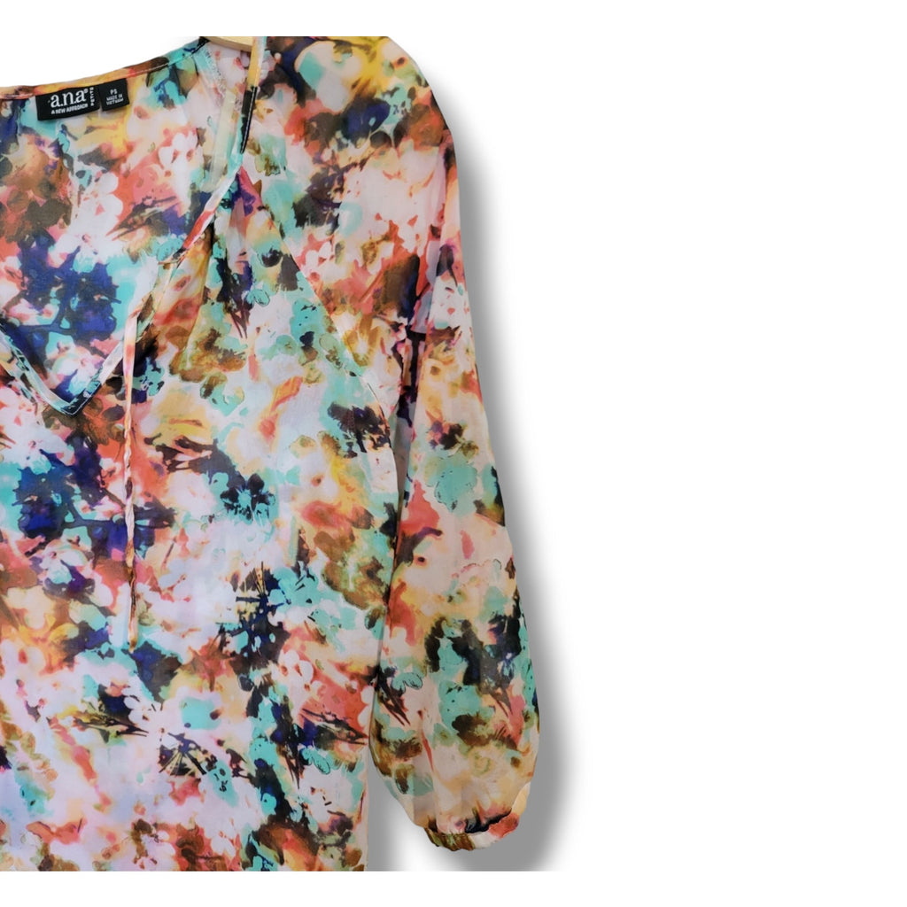 A New Approach Petite Multicolor Semi-Sheer Blouse – Size Small